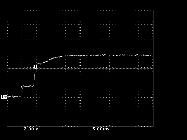 Fig. 1    The power-on transient reaches almost 6 Volts.
